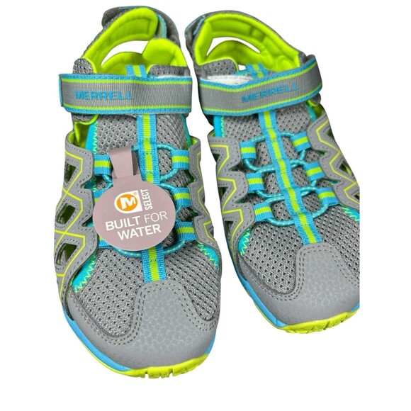 Merrell Hydro‎ Quench Water Sandals Kids Size 4M Gray Blue Yellow NWT Summer - Picture 3 of 10